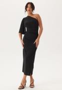 Bubbleroom Occasion Soft Ruched One Shoulder Midi Dress Black XS