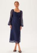 Bubbleroom Occasion Ruched L/S Midi Dress  Navy 34