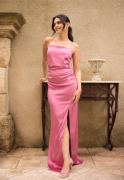 Bubbleroom Occasion Tie Back Satin Gown Pink 38