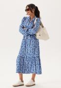 Happy Holly Viscose Long Sleeve Dress Blue/Beige 40/42