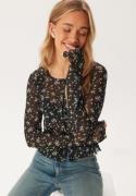 BUBBLEROOM Mesh Cardigan Top Black/Floral M