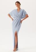 Bubbleroom Occasion Wrap Slit Maxi Dress Light blue XS