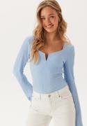 BUBBLEROOM Structured V-Neck Top Light blue M