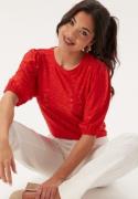 Happy Holly Broderie Anglaise Top Red 32/34