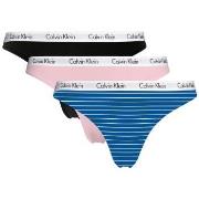 Calvin Klein Trosor 3P Carousel Thongs Rosa/Blå bomull Small Dam