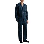 Gant Woven Cotton Stripe Pajama Set Blå/Grön bomull Large Herr