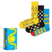 Happy socks Strumpor 3P Smiley Gift Box Blå/Gul bomull Strl 36/40