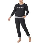 DKNY New Signature Long Sleeve Top and Jogger PJ Mörkgrå X-Large Dam