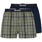 BOSS Kalsonger 2P Patterned Cotton Boxer Shorts EW Blå/Grön bomull X-L...