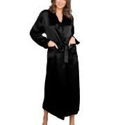 Lady Avenue Pure Silk Long Robe Svart silke X-Large Dam