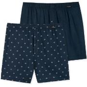 Schiesser Kalsonger 2P Fun Print Boxershorts Marin bomull Small Herr