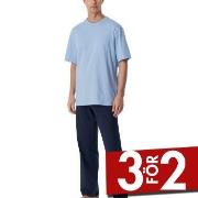 Schiesser Long Pyjamas With Short Sleeve Marin/Blå bomull 56 Herr