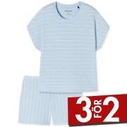 Schiesser Just Stripes Short Pyjamas Ljusblå bomull 42 Dam