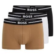 BOSS Kalsonger 3P Trunk Bold Svart/brun bomull Large Herr