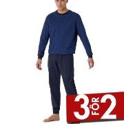 Schiesser Comfort Essentials Long Pyjamas Marin bomull 52 Herr