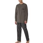 Schiesser Comfort Nightwear Long Pyjamas Brun Mönster bomull 50 Herr