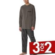 Schiesser Comfort Nightwear Long Pyjamas Brun Mönster bomull 52 Herr