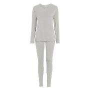 Damella Bamboo Plain Long Pyjamas Set Grå Bambu X-Large Dam