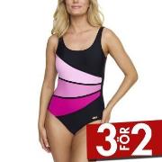 Damella Laura Chlorine Resistant Swimsuit Svart/Rosa 46 Dam