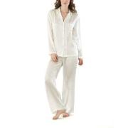 Damella Woven Silk Plain Pyjamas Set Elfenben silke X-Small Dam