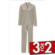 Damella Woven Silk Plain Pyjamas Set Nougat silke X-Large Dam