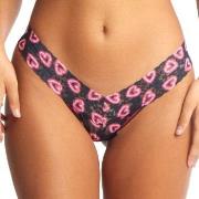 Hanky Panky Trosor 3P Printed Low Rise Thong Svart/Rosa nylon One Size...