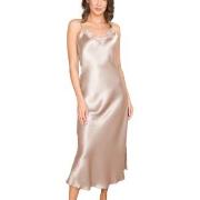 Lady Avenue Pure Silk Long Nightgown With Lace Pärlvit silke X-Small D...