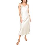 Lady Avenue Pure Silk Long Nightgown With Lace Benvit silke XX-Large D...