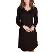 Lady Avenue Silk Jersey Nightgown With Long Sleeve Svart silke Small D...