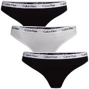 Calvin Klein Trosor 6P Carousel Thongs Svart/Vit bomull Small Dam