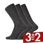 Dovre Strumpor 3P No Elastic Twin Socks Mörkgrå bomull Strl 40/45 Herr