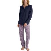 Calida Lovely Nights Pyjama Button Tab Marin/Röd  bomull X-Small Dam