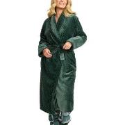 Damella Jaquard Fleece Dressing Gown Grön polyester X-Large Dam