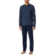 Schiesser Casual Essentials Long Pyjama Round Neck Mörkblå bomull Larg...