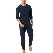 Schiesser Comfort Essentials Long Pyjamas Mörkblå bomull Small Herr