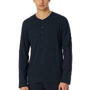 Schiesser Mix and Relax Long Shirt Button Placket Mörkblå bomull X-Lar...