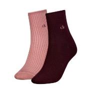 Calvin Klein Strumpor 2P Short Sock Roll Top Svart/Rosa Strl 35/38 Dam