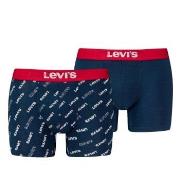 Levis Kalsonger 2P Logo Aop Boxer Brief Marin bomull Small Herr