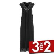 Damella Long Viscose Plain Sleeveless Nightdress Svart viskos X-Large ...