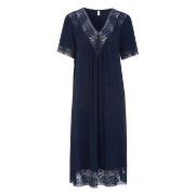 Damella Plain Lace Short Sleeve Nightdress Marin viskos Large Dam