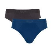 Sloggi Kalsonger 2P SLG Base Midi Briefs Svart/Blå bomull Medium Herr