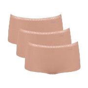 Sloggi Trosor 3P GO Crush Hipster Shorts Ljusbrun bomull X-Small Dam