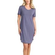 Damella Bamboo Plain Short Sleeve Nightdress Blå Bambu Large Dam