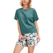 Calida Botanic Dreams Short Pyjamas Set Jadegrön bomull X-Small Dam
