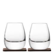 LSA International - Whisky Tumbler 25 cl / Underlägg Valnöt 2-pack