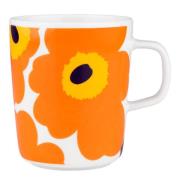 Marimekko - Oiva Unikko 60-årsjubileumsmugg 25 cl vit/orange/gul