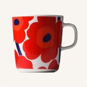 Marimekko - Oiva Unikko mugg 40 cl vit/röd