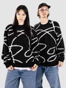 Poetic Collective Doodle Jacquard Knit Crewneck Pullover black