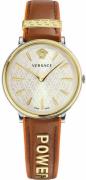 Versace Damklocka VBP070017 V Circle Silverfärgad/Läder Ø38 mm