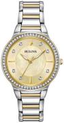 Bulova Damklocka 98L248 Crystal Gulguldstonad/Gulguldtonat stål Ø32